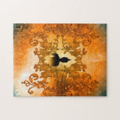 Buddha im Sonnenuntergang mit glühendem mystischem Puzzle (Horizontal)