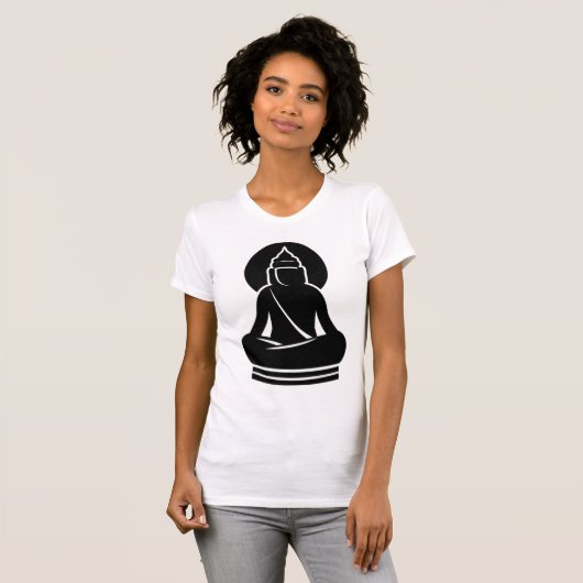 BUDDHA IN ALLEM SCHWARZ-WEISSEN T-SHIRT (Vorne ganz)