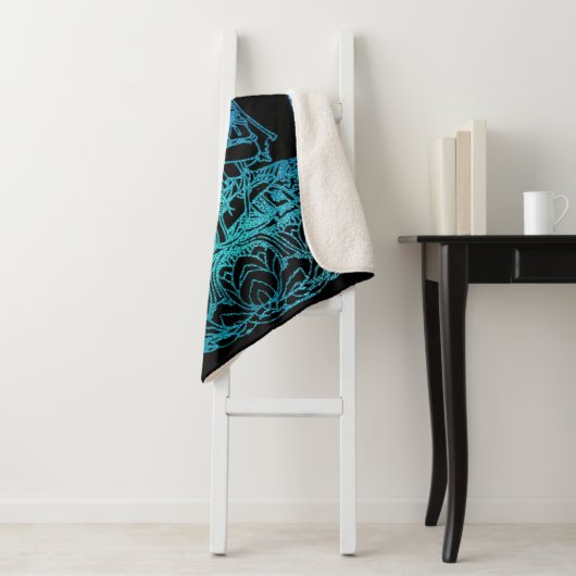 Buddha in Aquamarin und blau flammen Sherpadecke (Beispiel)