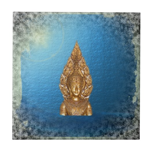 Buddha in Blau Fliese (Vorderseite)