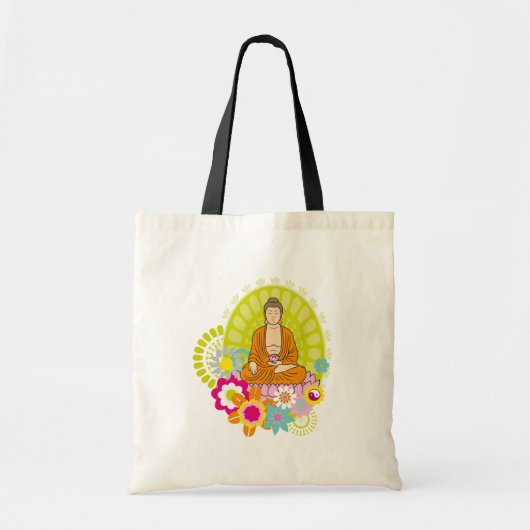 Buddha in den Frühlings-Blumen Tragetasche (Vorne)