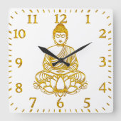 Buddha in der Pose Lotus, Quadratische Wanduhr (Vorderseite)