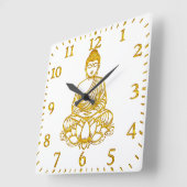 Buddha in der Pose Lotus, Quadratische Wanduhr (Winkel)
