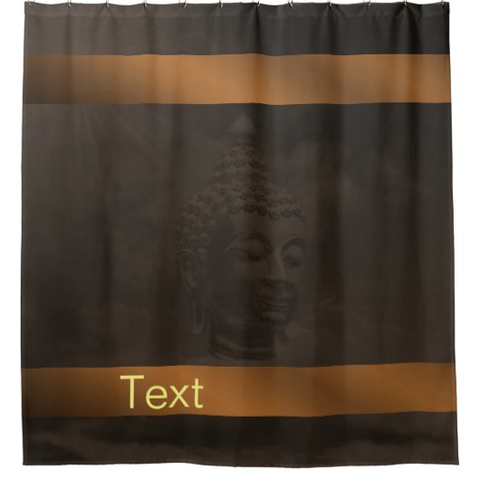 Buddha in dunkelbraunem Duschvorhang (Vorderseite)