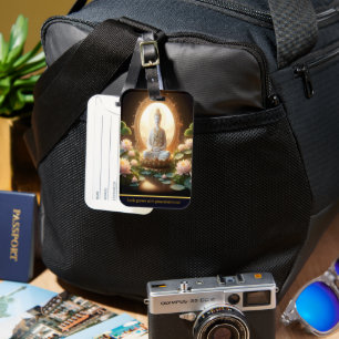 Buddha in einem friedlichen Lotusgarten Gepäckanhänger