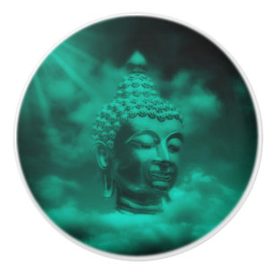 Buddha in farbigen Wolken mit künstlicher Sonne Keramikknauf