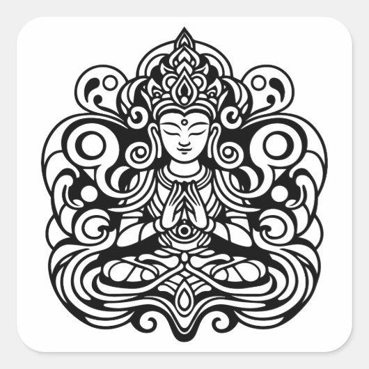 Buddha in Frieden Quadratischer Aufkleber (Vorderseite)