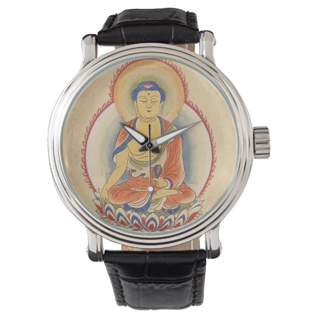 Buddha in Meditation Armbanduhr (Vorderseite)