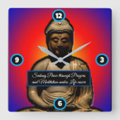 Buddha in Meditation Quadratische Wanduhr (Vorderseite)