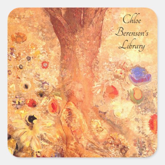 Buddha in seiner Jugend von Odilon Redon Quadratischer Aufkleber (Vorderseite)