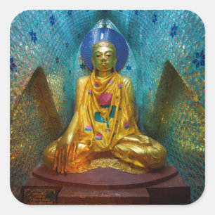 Buddha in verzierter Nische Quadratischer Aufkleber