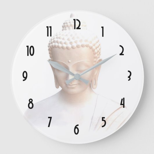 Buddha In White | Serene Meditative And Calm Große Wanduhr (Vorderseite)