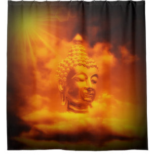 Buddha in Wolken in digitaler Farbe Duschvorhang