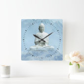 Buddha in Wolken Quadratische Wanduhr (Zuhause)