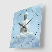 Buddha in Wolken Quadratische Wanduhr (Winkel)