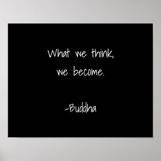 Buddha Inspiration White Typografy Black Poster (Vorne)