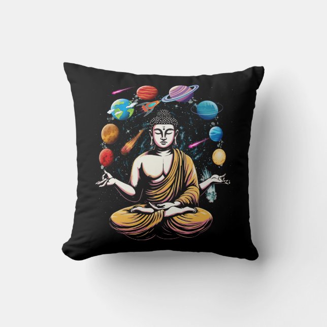 Buddha Juggling Space Planets Zen Yoga Meditation Kissen (Vorderseite)