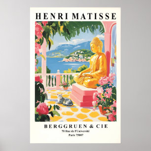 Buddha-Katze Kunstprint Matisse-Stil Spirituelle W Poster
