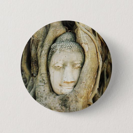 Buddha Kopf in der Feigenbaum .. Ayutthaya, Thaila Button (Vorderseite)