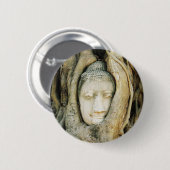 Buddha Kopf in der Feigenbaum .. Ayutthaya, Thaila Button (Vorne & Hinten)