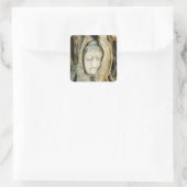 Buddha Kopf in der Feigenbaum .. Ayutthaya, Thaila Quadratischer Aufkleber (Tasche)