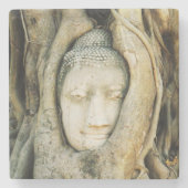 Buddha Kopf in der Feigenbaum .. Ayutthaya, Thaila Steinuntersetzer (Vorderseite)