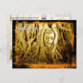 Buddha Kopf verstrickt in Feigenwurzeln, Ayutthaya Postkarte (Vorne/Hinten)