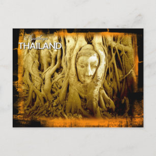 Buddha Kopf verstrickt in Feigenwurzeln, Ayutthaya Postkarte