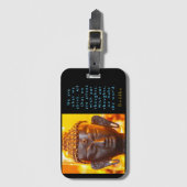 Buddha-Kopfstatue und Zitat Gepäckanhänger (Vorderseite Vertikal)