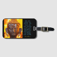 Buddha-Kopfstatue und Zitat