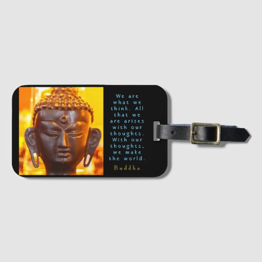 Buddha-Kopfstatue und Zitat Gepäckanhänger (Vorderseite (Horizontal))
