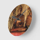 BUDDHA: Kupferne Statue Runde Wanduhr (Winkel)