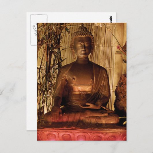 BUDDHA : Kupferstatue Postkarte (Vorne/Hinten)