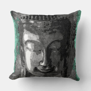 Buddha Lächeln I - halb schwarz + Ihre Ideen Kissen