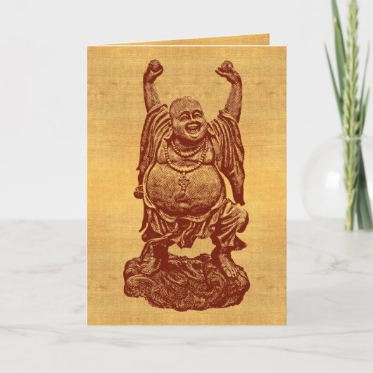 Buddha lachen + dein Text! (dunkelrot auf Papier) Karte (Vorderseite)