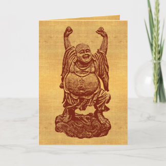 Buddha lachen + dein Text! (dunkelrot auf Papier) Karte