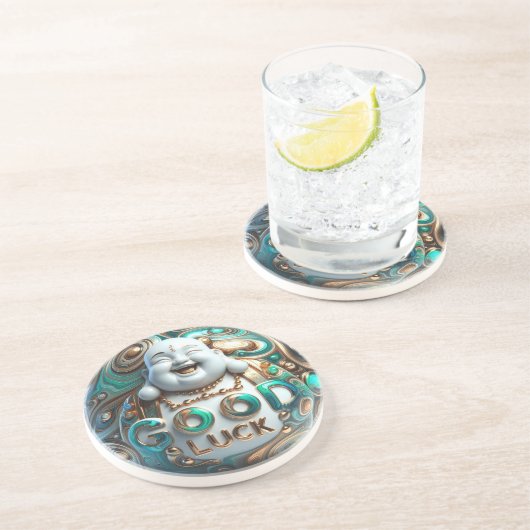 "Buddha" lachen Getränkeuntersetzer (Seite)