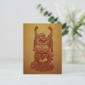 Buddha lachend (dunkelrot) postkarte (Stehend Vorderseite)