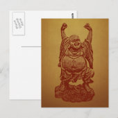Buddha lachend (dunkelrot) postkarte (Vorne/Hinten)
