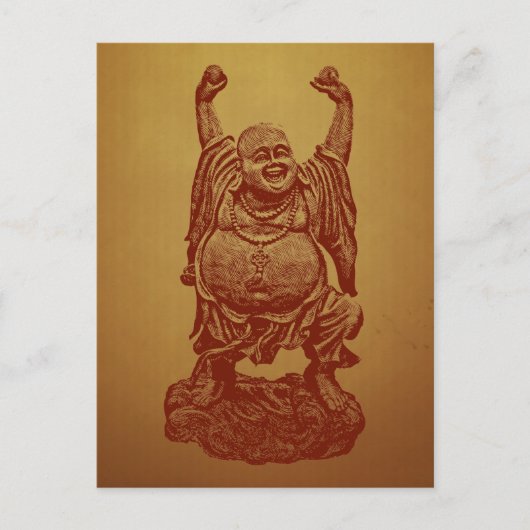 Buddha lachend (dunkelrot) postkarte (Vorderseite)