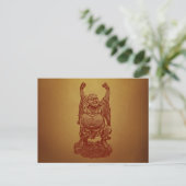 Buddha lachend (dunkelrot) postkarte (Stehend Vorderseite)