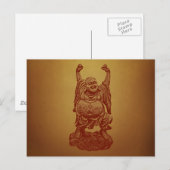 Buddha lachend (dunkelrot) postkarte (Vorne/Hinten)
