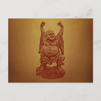 Buddha lachend (dunkelrot) postkarte