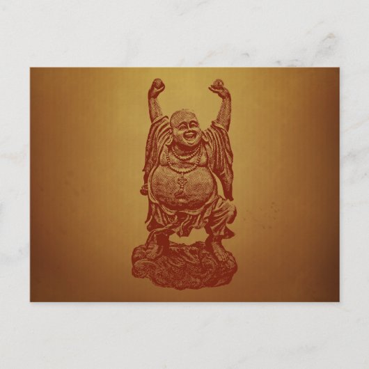 Buddha lachend (dunkelrot) postkarte (Vorderseite)