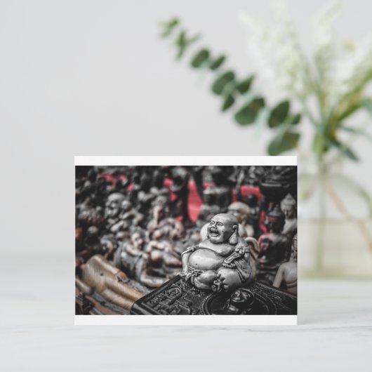 Buddha lachend postkarte (Stehend Vorderseite)
