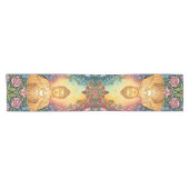 Buddha, Lichtherz, Meditation, Vintages Blumenmust Kurzer Tischläufer (Horizontal)