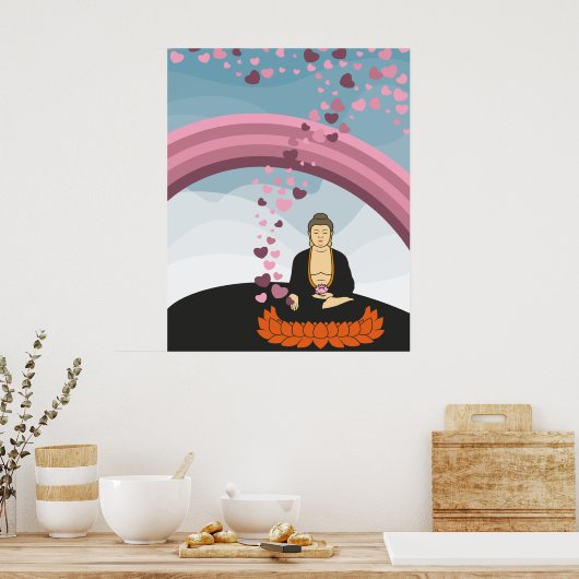 Buddha Liebe Hearts Poster (Küche)