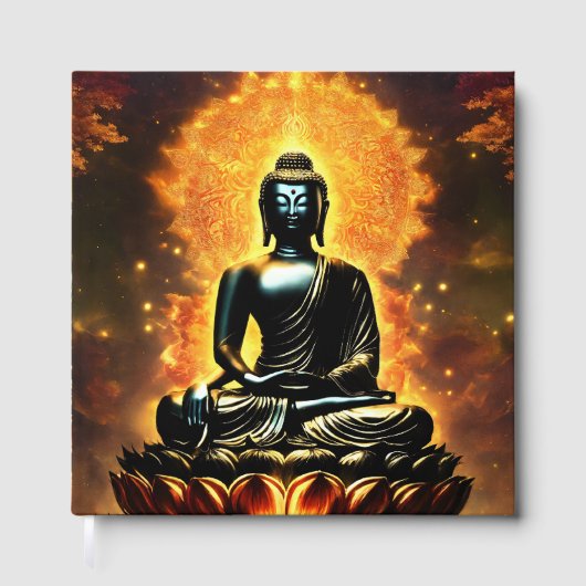 Buddha-Logo weiß liniertes Gästebuch (Vorderseite)