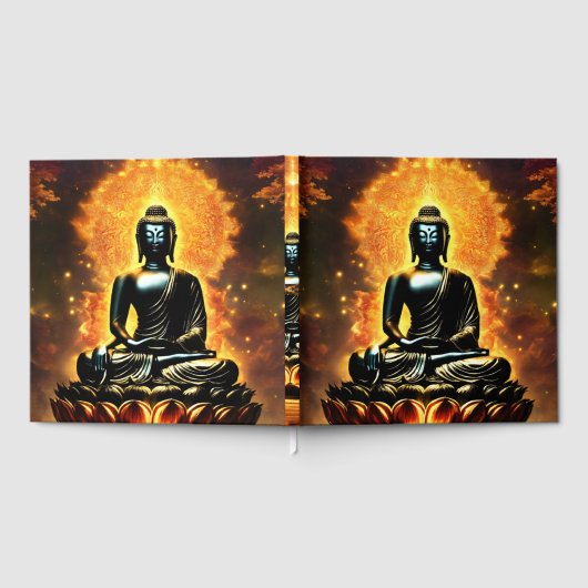 Buddha Logo White Lined Guest Book Gästebuch (Voll)