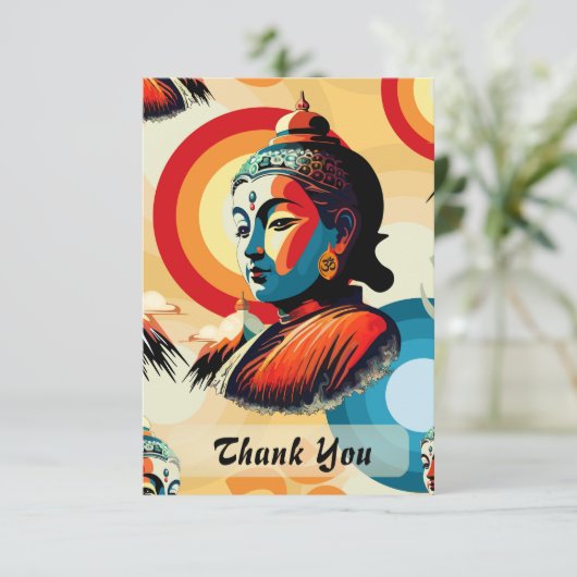 Buddha Lord Retro Pop Dankeskarte (Stehend Vorderseite)